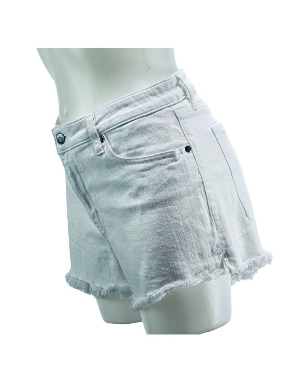 PISTOLA Women's Shorts White Cotton Denim Jean Frayed Edge Hem Stretch Size 32 - Picture 2 of 15